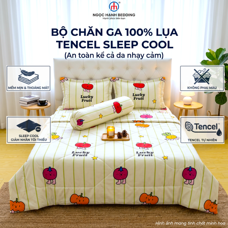Bộ Ga Lụa Tencel MỀM MẠI, THOÁNG MÁT, Tencel Sleep Cool nệm 10cm đến 20cm - Ngọc Hạnh Bedding
