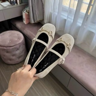 Giày búp bê đế bệt khóa xích da nỉ mềm dễ đi, thiết kế Mary Jane hot trend 2026 Haru Shoes M3