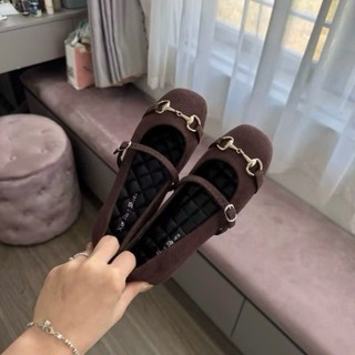 Giày búp bê đế bệt khóa xích da nỉ mềm dễ đi, thiết kế Mary Jane hot trend 2026 Haru Shoes M3
