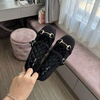 Giày búp bê đế bệt khóa xích da nỉ mềm dễ đi, thiết kế Mary Jane hot trend 2026 Haru Shoes M3