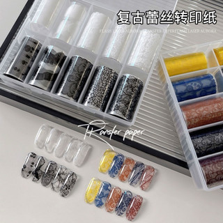 Foi ren lưới , foi nơ bướm nhiều hình trang trí móng - hộp 10 cuộn