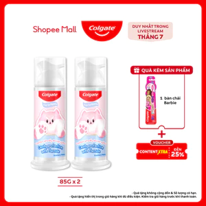 Bộ 2 kem đánh răng Colgate vòi nhấn thông minh Fluffy hương dâu dành cho bé 85g/ống