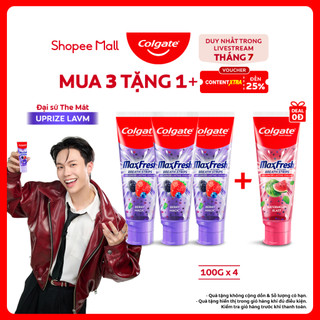 [LS] Bộ 3 Kem đánh răng Colgate MaxFresh Hương nhiệt đới, tinh thể cầu vồng the mát 100g/ tuýp