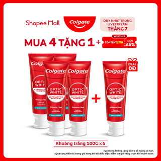 [Livestream x Colgate] Bộ 4 Kem Đánh Răng Colgate trắng răng Optic White tinh thể khoáng trắng 100g