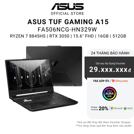 Laptop ASUS TUF Gaming A15 FA506NCG-HN329W Ryzen 7 8845HS | 16GB | 512GB | RTX 3050 4GB | 15.6" FHD