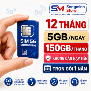 🔥SIM MOBIFONE DATA KHỦNG-GÓI DATA 12MDT50 5GB/NGÀY-DUY TRÌ 1 NĂM-BH 12 THÁNG🔥