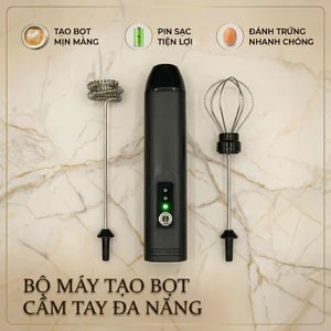 Máy Đánh Trứng, Đánh Sữa Và Tạo Bọt Cafe Di Động Cầm Tay 3 Tốc Độ Sử Dụng Pin Sạc Cao Cấp
