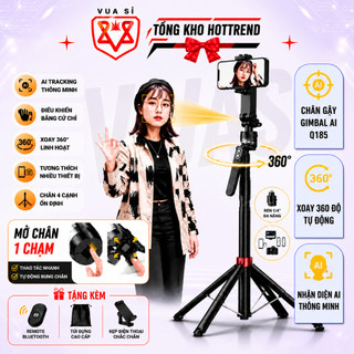 Gimbal AI VUASI Q185 Theo Dõi Khuôn Mặt Điều Khiển Thông Minh Quay 360° Tự Động , Mở Chân 1 Chạm
