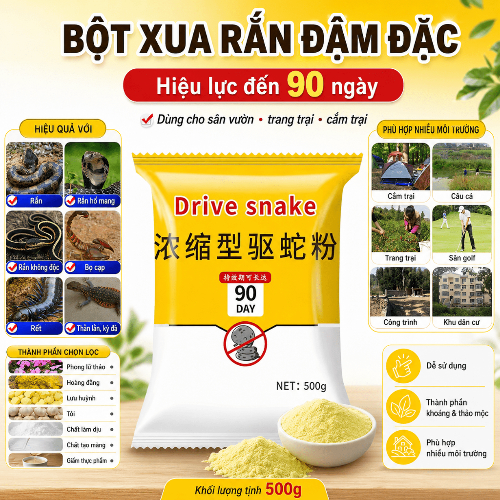Bột Hỗ Trợ Xua Rắn 500g｜Dùng Cho Sân Vườn, Trang Trại, Cắm Trại｜Dạng Bột Dễ Rải