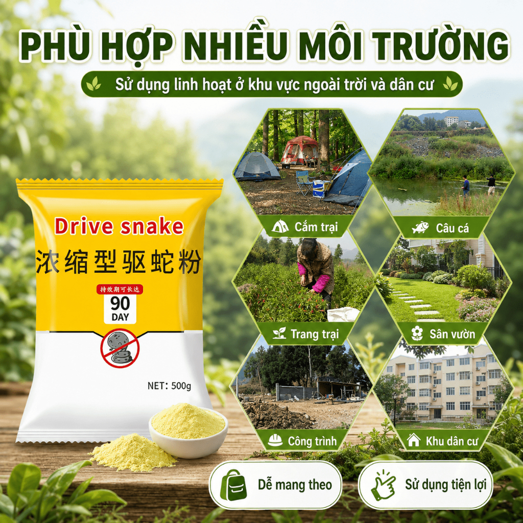 Bột Hỗ Trợ Xua Rắn 500g｜Dùng Cho Sân Vườn, Trang Trại, Cắm Trại｜Dạng Bột Dễ Rải