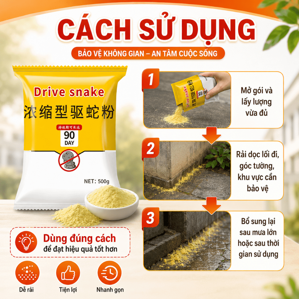 Bột Hỗ Trợ Xua Rắn 500g｜Dùng Cho Sân Vườn, Trang Trại, Cắm Trại｜Dạng Bột Dễ Rải
