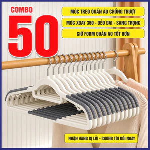 Combo 50 Móc Treo Quần Áo Đa Năng Xoay 360 Độ Giữ Form Bền Đẹp(42x22x4cm)