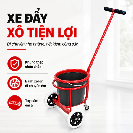 Xe kéo đựng nước thải gia đình kiểu kéo tay, xe đựng nước bẩn rác thải nhà bếp đa năng, phù hợp sử dụng ở nông thôn và n