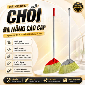Chổi Quét Nhà Sợi Cước, Chổi Quét Nhà Cán inox, Đầu Lông Cước Mềm Được Làm Tơi Không Lo Rụng