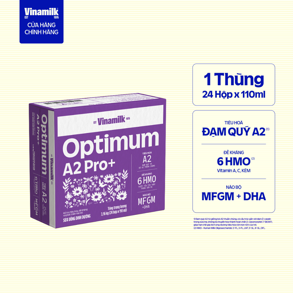 [SẢN PHÂM MỚI] Thùng 24 hộp Sữa Uống Dinh Dưỡng Optimum A2 Pro+ 110ml