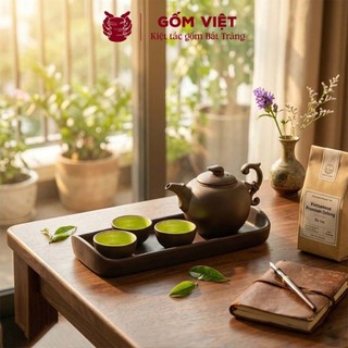 Bộ ấm chén tử sa đất nung dáng mini nhỏ gọn, kèm khay cao cấp - Gốm sứ Bát Tràng -  Gốm Việt
