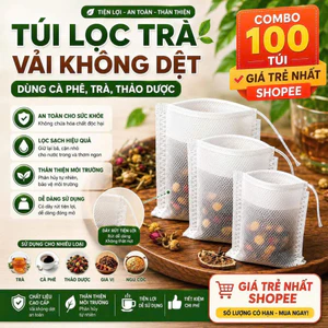 Túi lọc trà, cafe, thảo dược chất Vải-CÔNG NGHỆ MỚI, CÓ DÂY RÚT Combo 100 túi