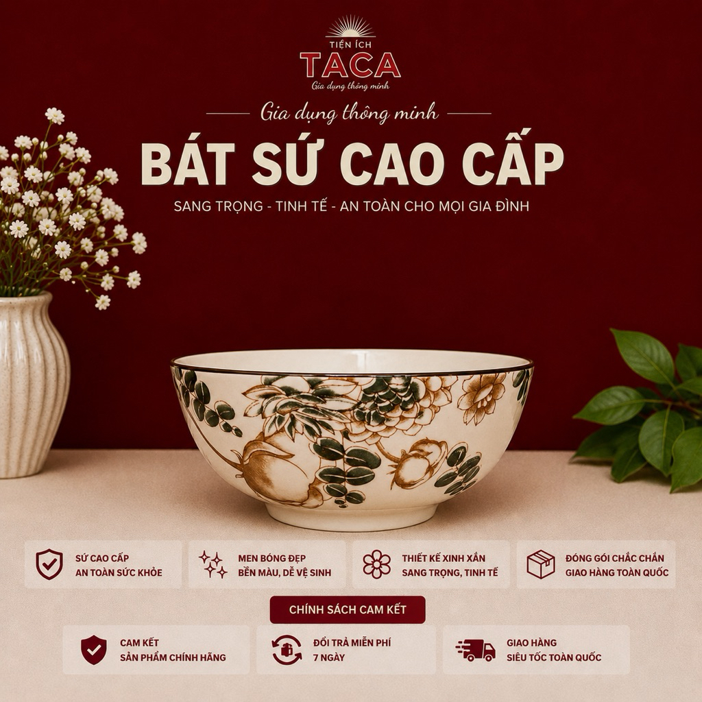 Bộ bát Hoa Hồng Pháp Gốm sứ xuất khẩu 21 chi tiết, bát đĩa ăn cơm gia đình, chén đĩa cao cấp