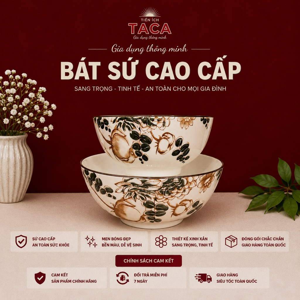 Bộ bát Hoa Hồng Pháp Gốm sứ xuất khẩu 21 chi tiết, bát đĩa ăn cơm gia đình, chén đĩa cao cấp