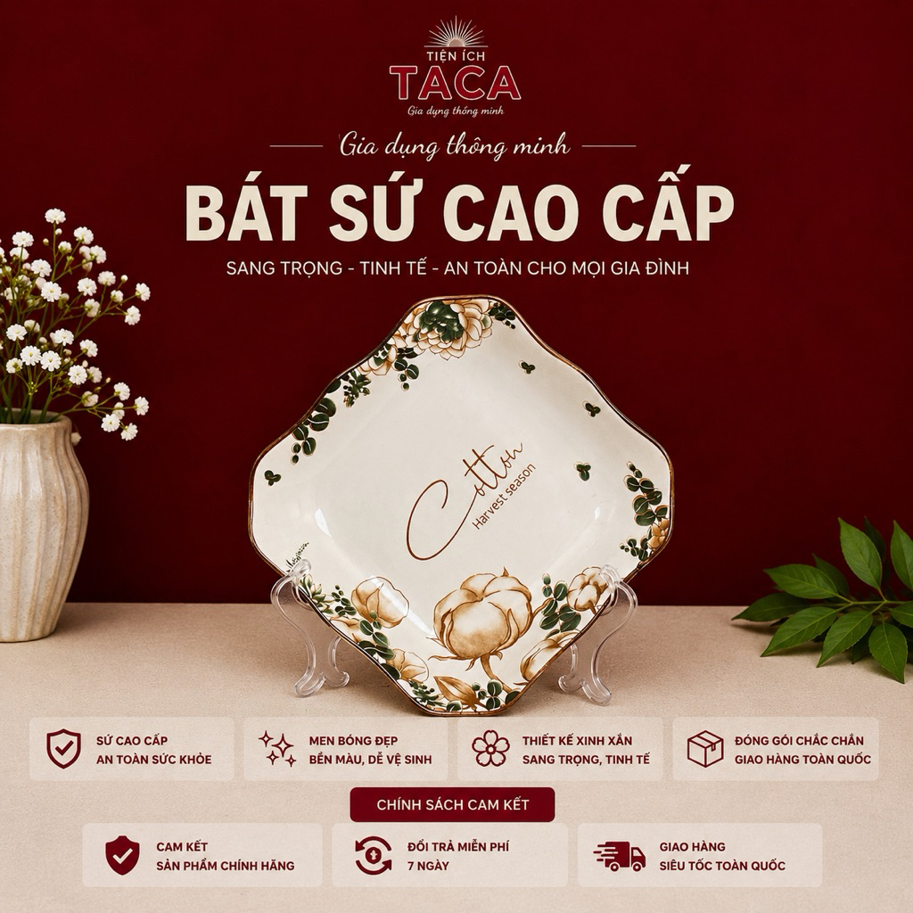 Bộ bát Hoa Hồng Pháp Gốm sứ xuất khẩu 21 chi tiết, bát đĩa ăn cơm gia đình, chén đĩa cao cấp