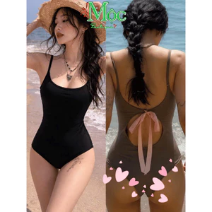 Set đi biển, Bodysuit 2 dây Tăm Ruby khoét lưng nơ hồng sexy điệu đà cho nàng mặc đi biển, đi bơi_CR