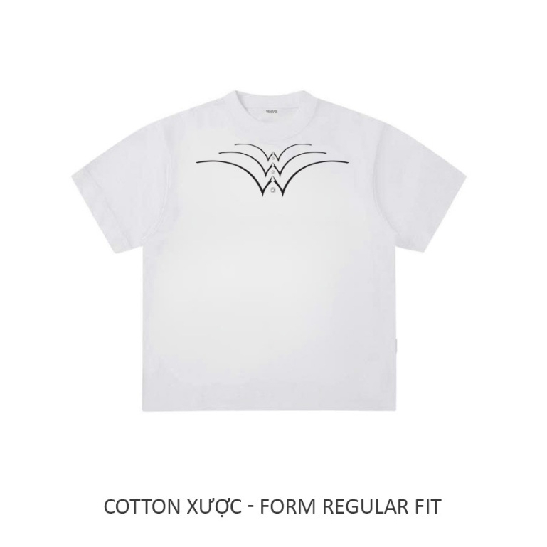 WAVE02 - ÁO THUN XƯỢC ĐÍNH ĐÁ -FROM RAGULAR FIT 230GSM - WHITE