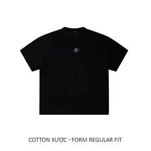 CIRCLE - ÁO THUN XƯỢC LOGO THIÊU - FROM RAGULAR FIT 230GSM - BLACK
