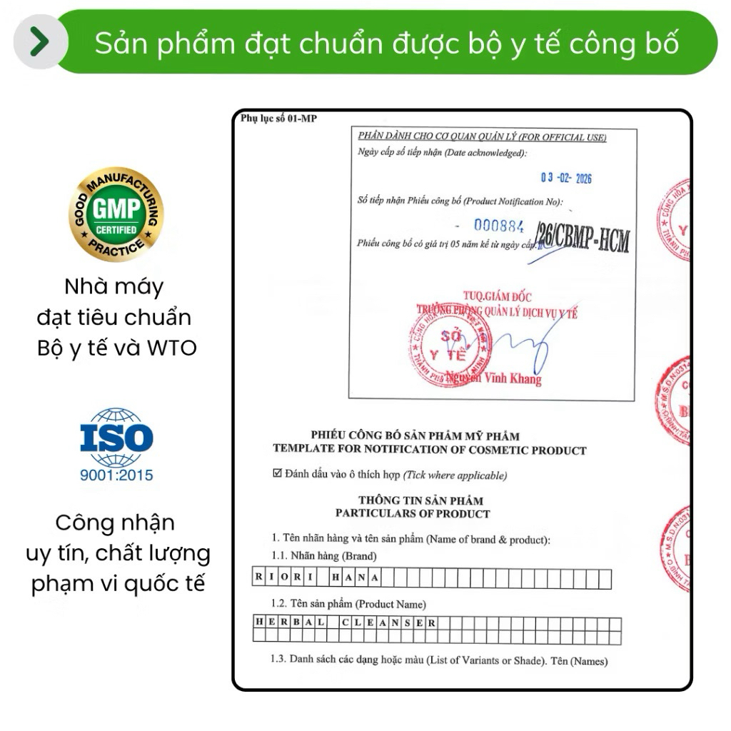 Sữa rửa mặt Hana Riori dành cho da mụn, da dầu và da khô nhạy cảm
