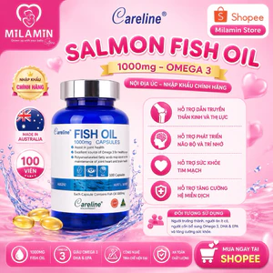 Viên Dầu Cá Omega 3 Cho Mẹ Bầu Careline Fish Oil 1000mg (100 Viên) Tăng Cường Sức khỏe Tim, Mắt và Não | ONFIT
