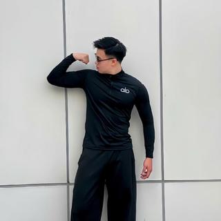Áo Thun Dài Tay Cổ Zip ALA  Co Dãn 4 Chiều Cho 45-90kg Phù Hợp Tập Gym, Đạp Xe, Chạy Bộ
