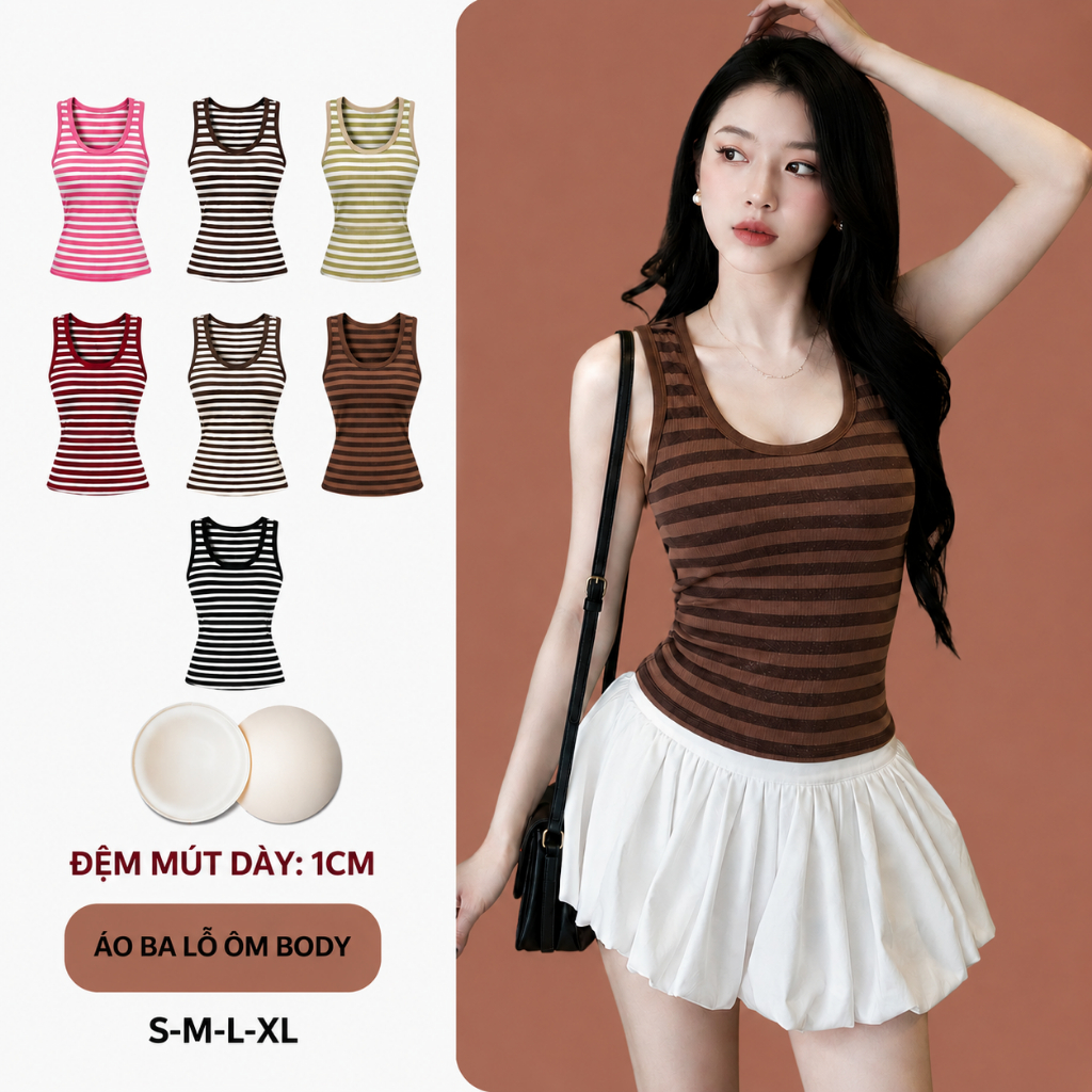 Combo 2 Áo Ba Lỗ Dây Bản To – Có Kèm Mút Ngực, Tank Top Nữ Cotton Zip Mềm Mịn Co Giãn 4 Chiều | BigBuy360 - bigbuy360.vn