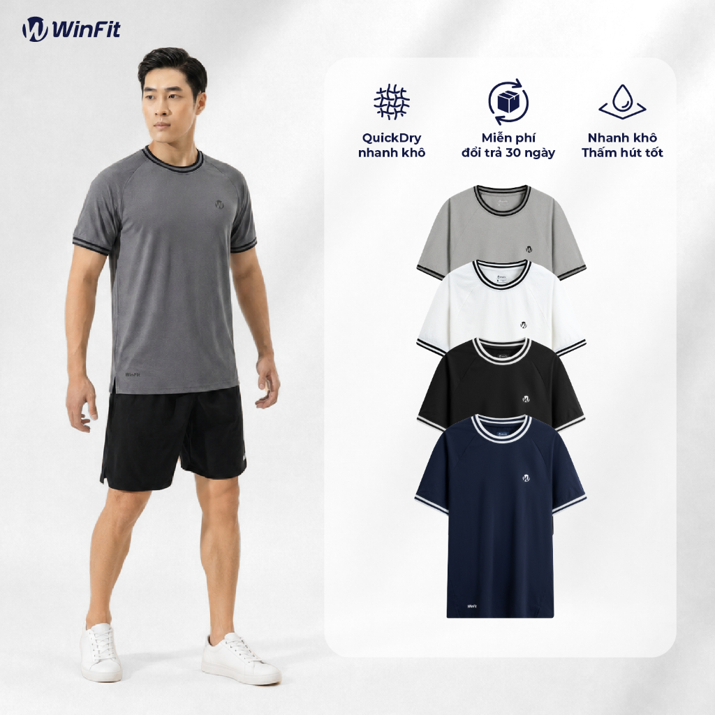 Áo Thun Nam WINFIT Cổ Tròn FlexForm Chất Liệu Microfiber Mềm Mịn, Không Thô Ráp, QuickDry Nhanh Khô  WAT001