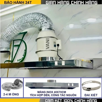 Bộ hút khói bếp máng vuông inox 201 chính hãng – Máng hút khói và quạt hút mùi thông gió công suất lớn