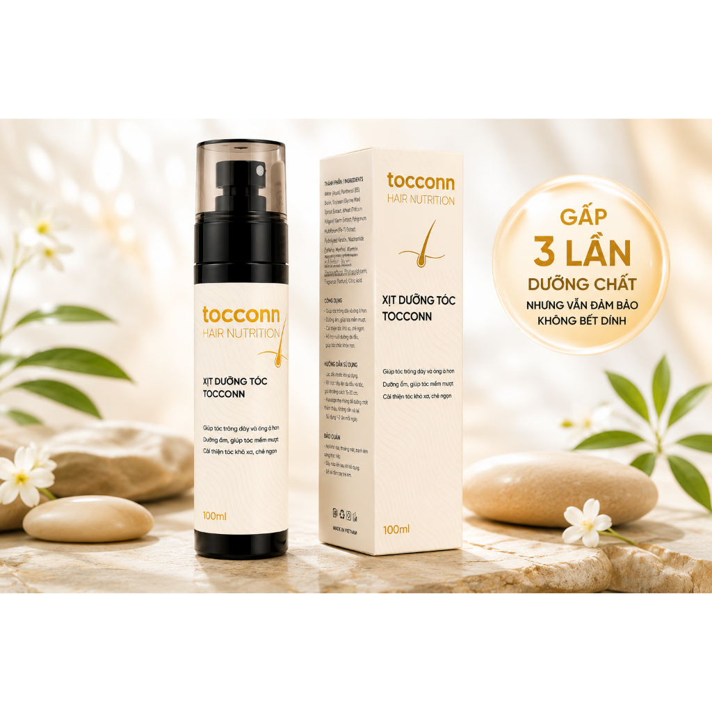 Combo 3 chai xịt dưỡng hỗ trợ kích thích mọc tóc con - thương hiệu Tocconn - 100ml - chăm sóc tóc nữ