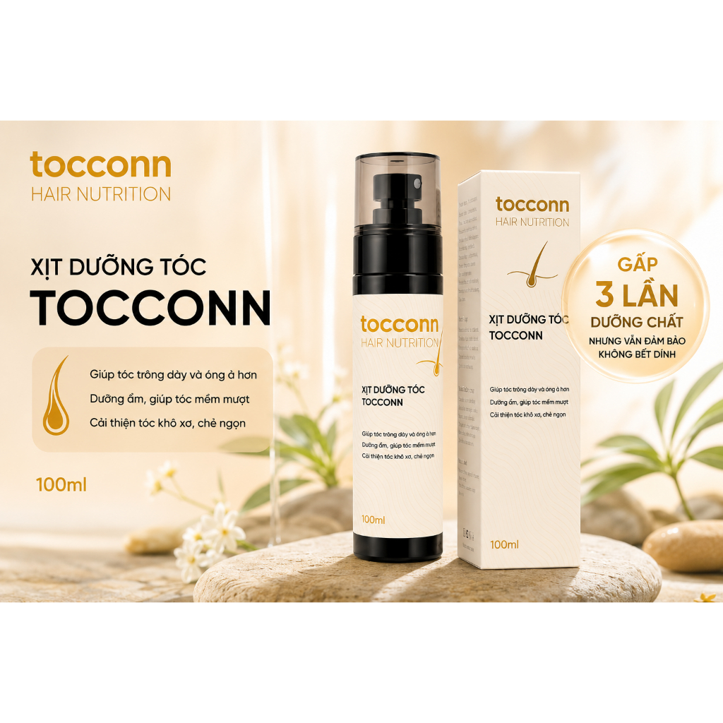 Xịt Dưỡng Tóc Tocconn 100ml - hỗ trợ kích thích mọc tóc con - nuôi dưỡng nang tóc chắc khoẻ dày