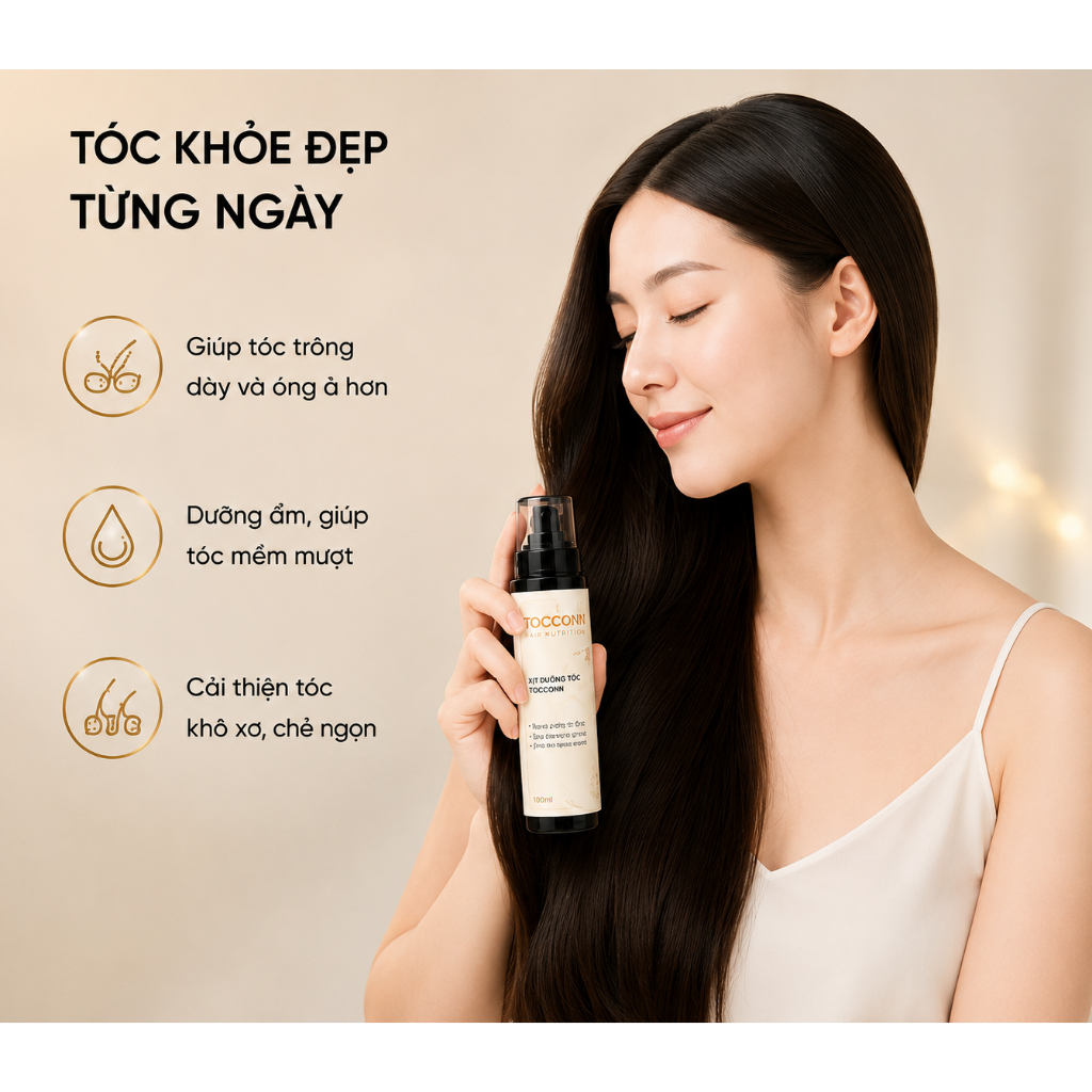 Combo 3 chai xịt dưỡng hỗ trợ kích thích mọc tóc con - thương hiệu Tocconn - 100ml - chăm sóc tóc nữ