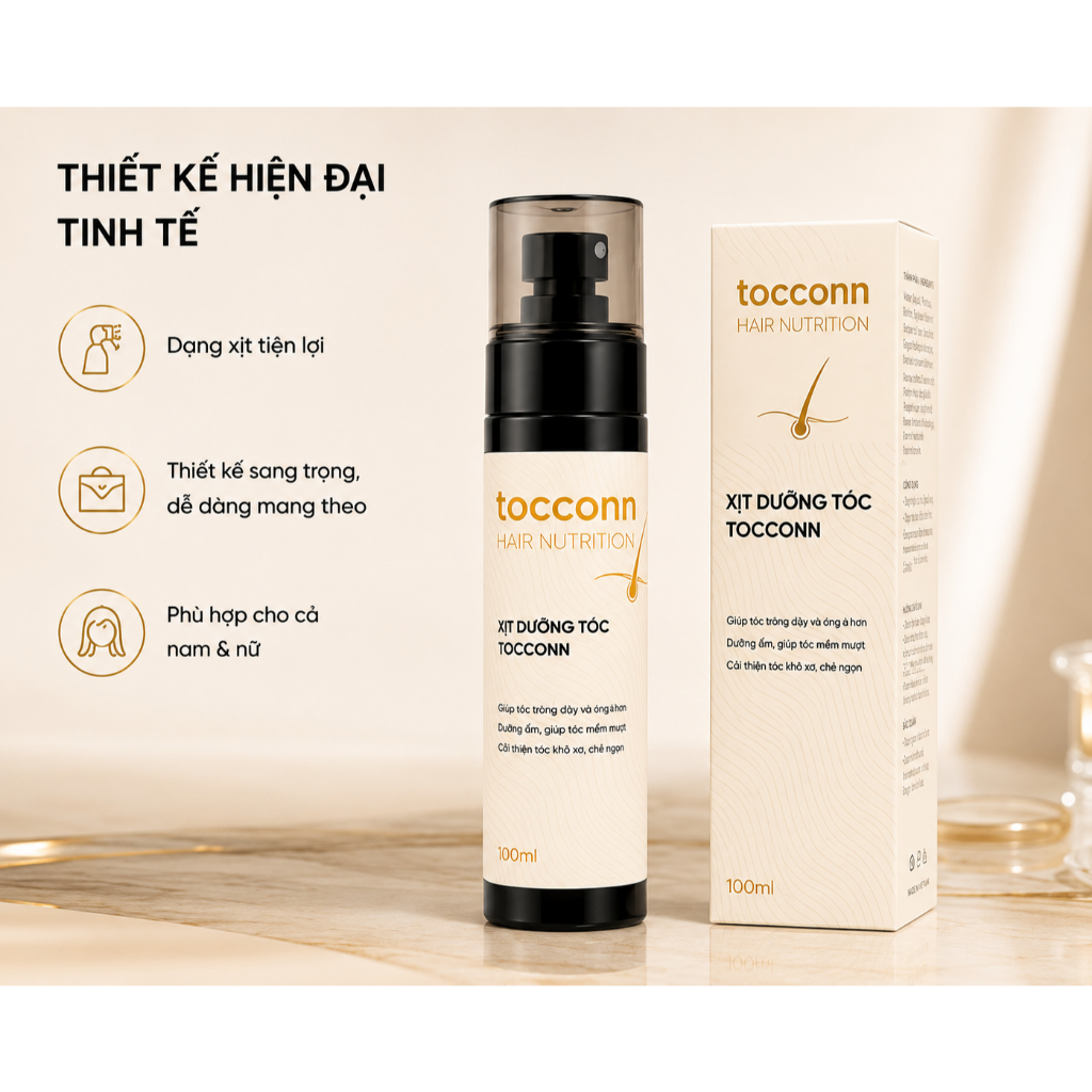 Xịt Dưỡng Tóc Tocconn 100ml - hỗ trợ kích thích mọc tóc con - nuôi dưỡng nang tóc chắc khoẻ dày