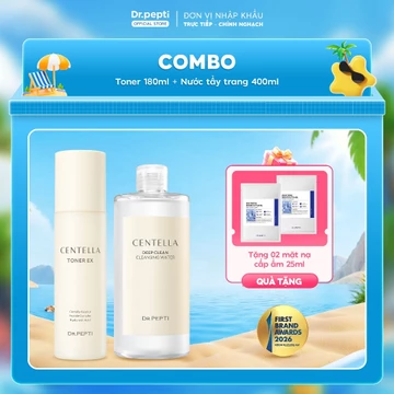 [CHÍNH HÃNG] Combo Nước Hoa Hồng Dr.Pepti Centella Toner EX 180ml và Tẩy trang Centella 400ml CB25