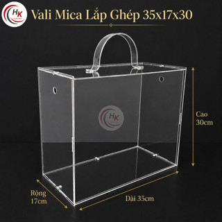 [TỰ LẮP GHÉP] Vali Mica Bày Hoa Quà Trong Suốt - Hộp Mika Trang Trí Hoa Quà Tết - Hộp Meka Cao Cấp Hoa Sáp Quà Tặng