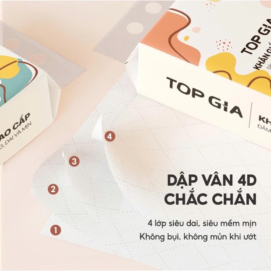 Giấy vệ sinh treo tường TopGia thùng 6 bịch ĐA SẮC treo đa năng từ bột giấy thiên nhiên an toàn 1280tờ/4lớp