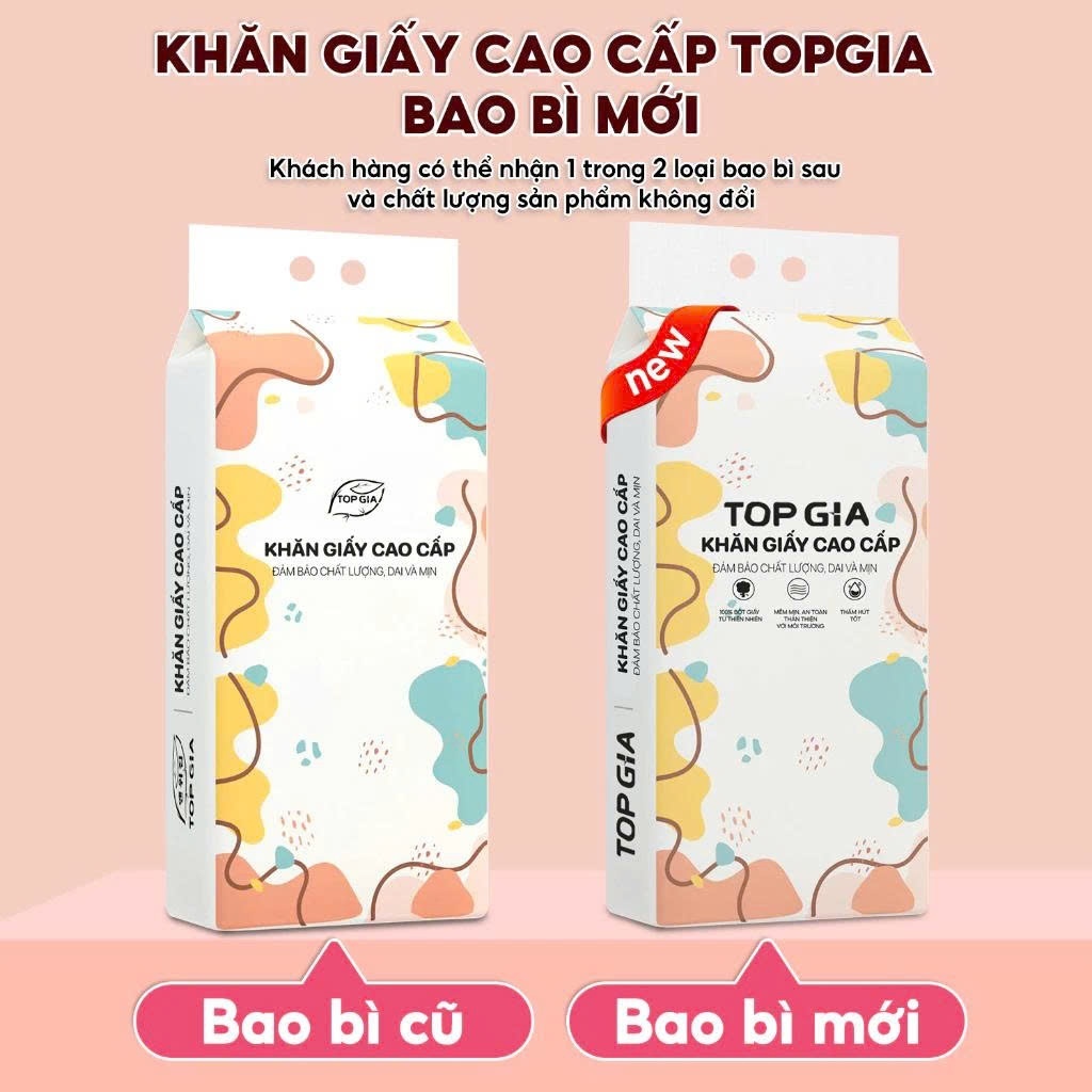 Giấy vệ sinh treo tường TopGia thùng 6 bịch ĐA SẮC treo đa năng từ bột giấy thiên nhiên an toàn 1280tờ/4lớp