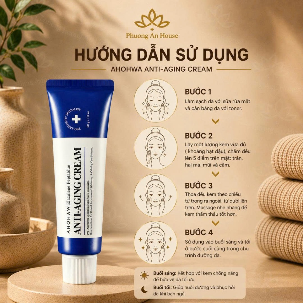 Kem dưỡng chống cão hóa Ahohaw Elazulene Pepta Blue Anti-Aging Cream 50g