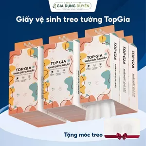 Giấy vệ sinh treo tường TopGia thùng 6 bịch ĐA SẮC treo đa năng từ bột giấy thiên nhiên an toàn 1280tờ/4lớp