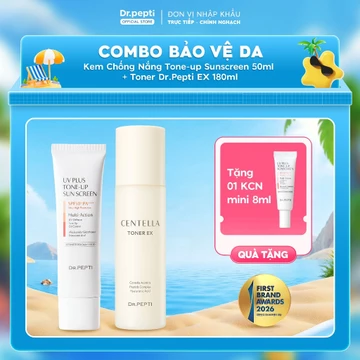 Combo Dưỡng Da Dr.PEPTI | Toner Centella 180ml + Kem Chống Nắng Tone-Up 50ml Dưỡng Ẩm Và Bảo Vệ Da