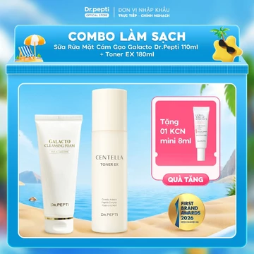 [Live Độc Quyền] Combo Làm Sạch Dr.Pepti Bảo Vệ Da Gồm Nước Hoa Hồng 180ml Và Sữa Rửa Mặt Gạo 110ml