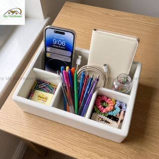 Hộp Đựng Bút Gỗ - INSPIRED I MY VIETHOME I Đa Năng, Nhiều Ngăn , Đựng Bút Viết,  Phụ Kiện Tiện Lợi.
