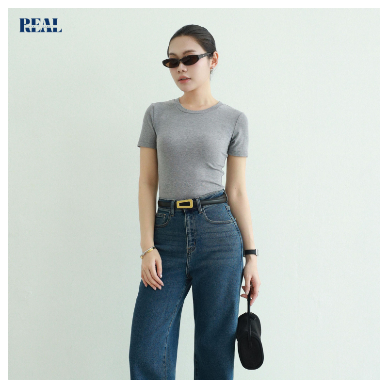 Áo thun Babytee dáng cơ bản dài 54cm REAL CLOTHES (tổng hợp màu), baby tee co giãn nhiều, ôm gọn dáng