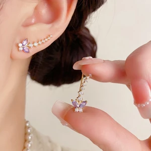 V.I.T Accessories | Bông tai bướm đá tím (1 màu)