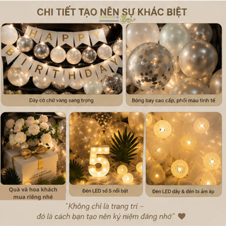 Bộ Trang Trí Cốp Xe Sinh Nhật Kèm Đèn LED Số Tuổi, Bóng Bay, Dây Đèn LED, Decor birthday Cốp Xe Ô Tô Full. SNOT-15