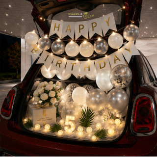 Bộ Trang Trí Cốp Xe Sinh Nhật Kèm Đèn LED Số Tuổi, Bóng Bay, Dây Đèn LED, Decor birthday Cốp Xe Ô Tô Full. SNOT-15
